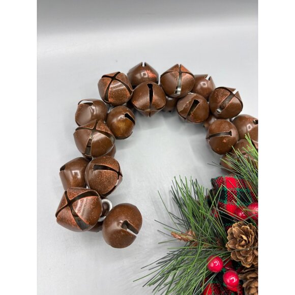 Candy Cane Christmas Jingle Bell Decoration‎ W/ Pinecone & Berry Accent 15" Tall - Picture 3 of 5